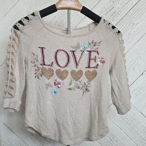 Women's Beige Love Embroidered Top